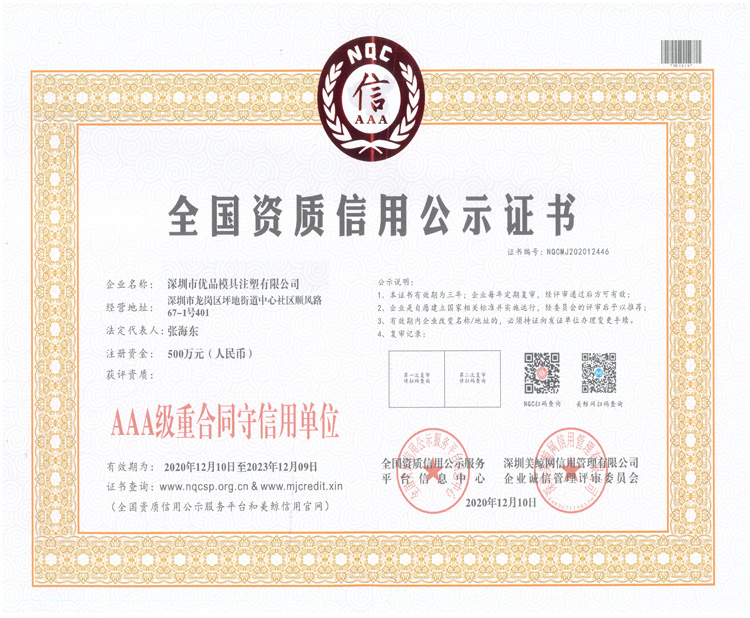 AAA級(jí)重合同守信用單位